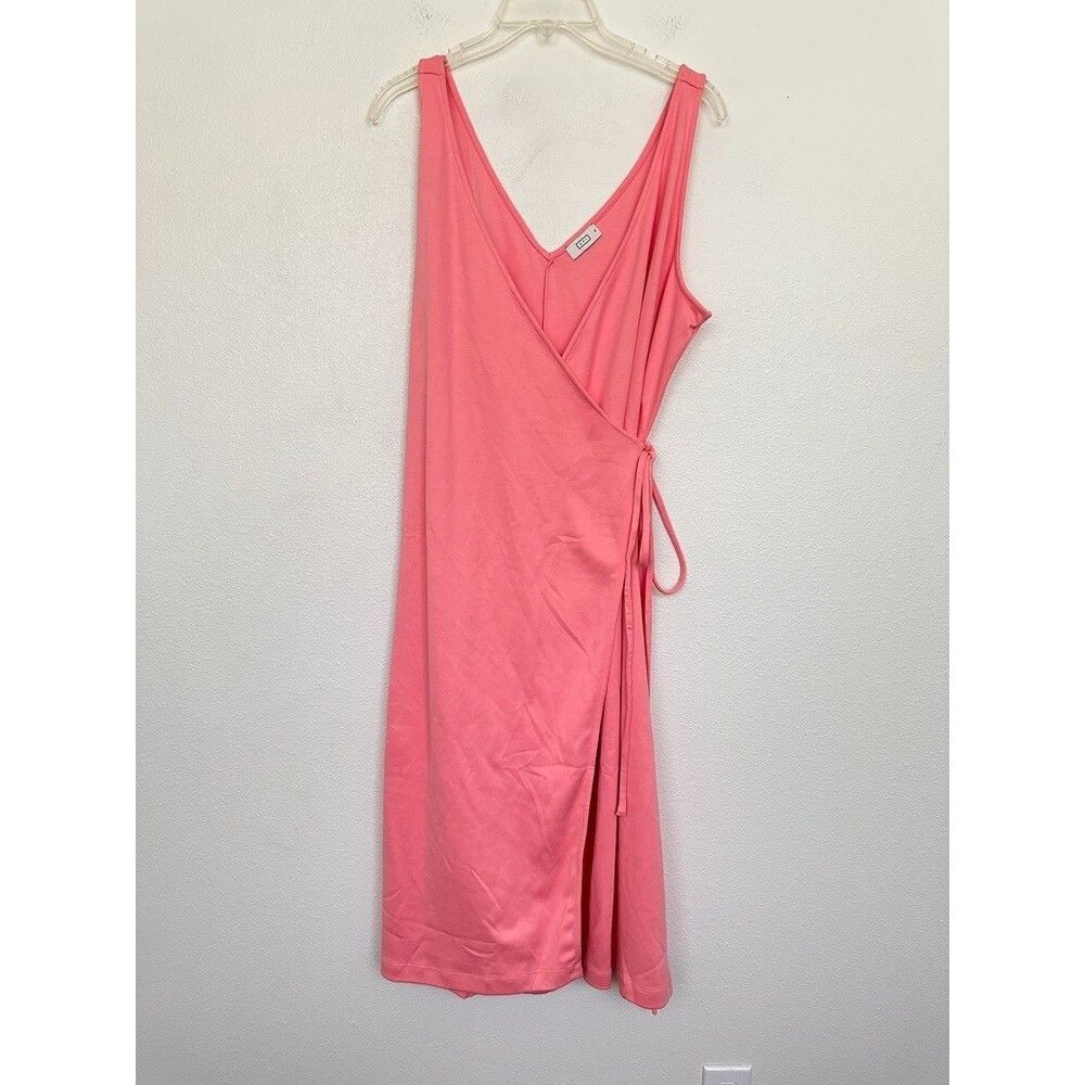 AYR The Yowza Midi Wrap Dress Pink V-Neck Pima Cotton Travel Boho Women's XL